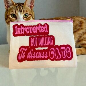 Handmade Chic Introvert Cat Lover Makeup Bag